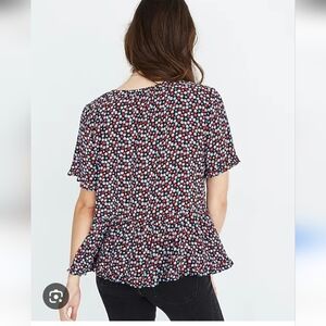 Paper Crane Womens Floral Print Ruffle Blouse Shirt Size Medium